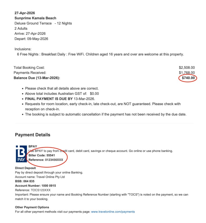 Final Payment Reminder - BPay