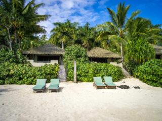 Premium Beachfront Bungalow Deck and Loungers