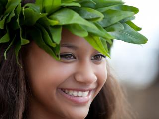 Polynesian Girl with Head Lei