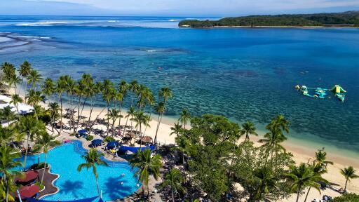 Shangri-La Yanuca Island, Fiji Lagoon Pool Aerial
