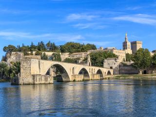 Avignon Bridge With Popes Palace, Pont Saint-Benezet, Provence, France