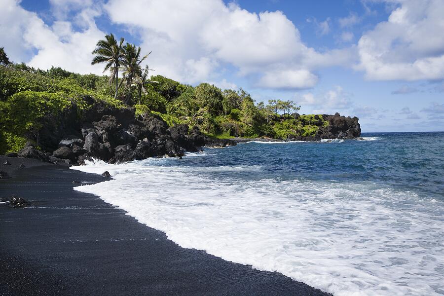 Honokalani Black Sand Beach, Black Sand, Hawaii, Maui, Road to Hana