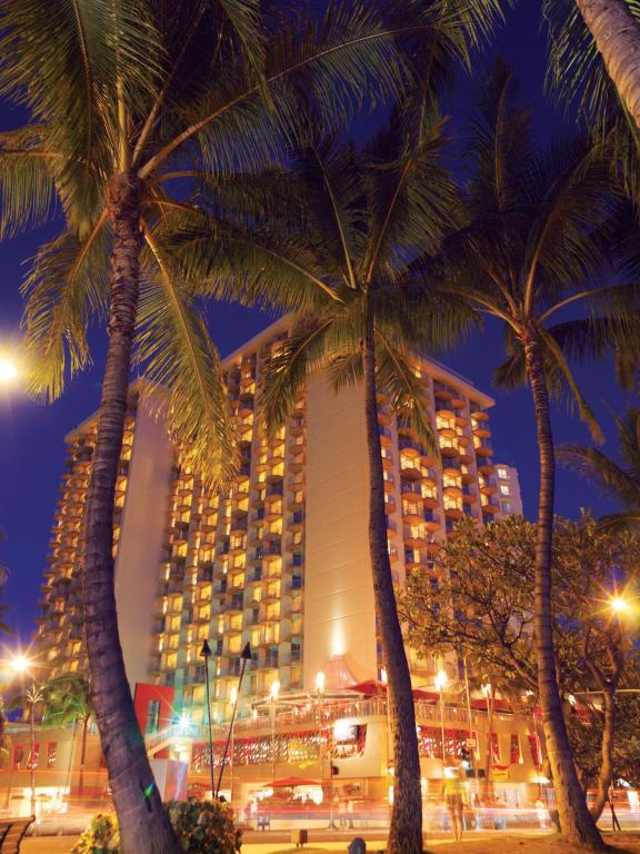 Aston Waikiki Beach Hotel Accommodation Lobby Night Exterior Pool