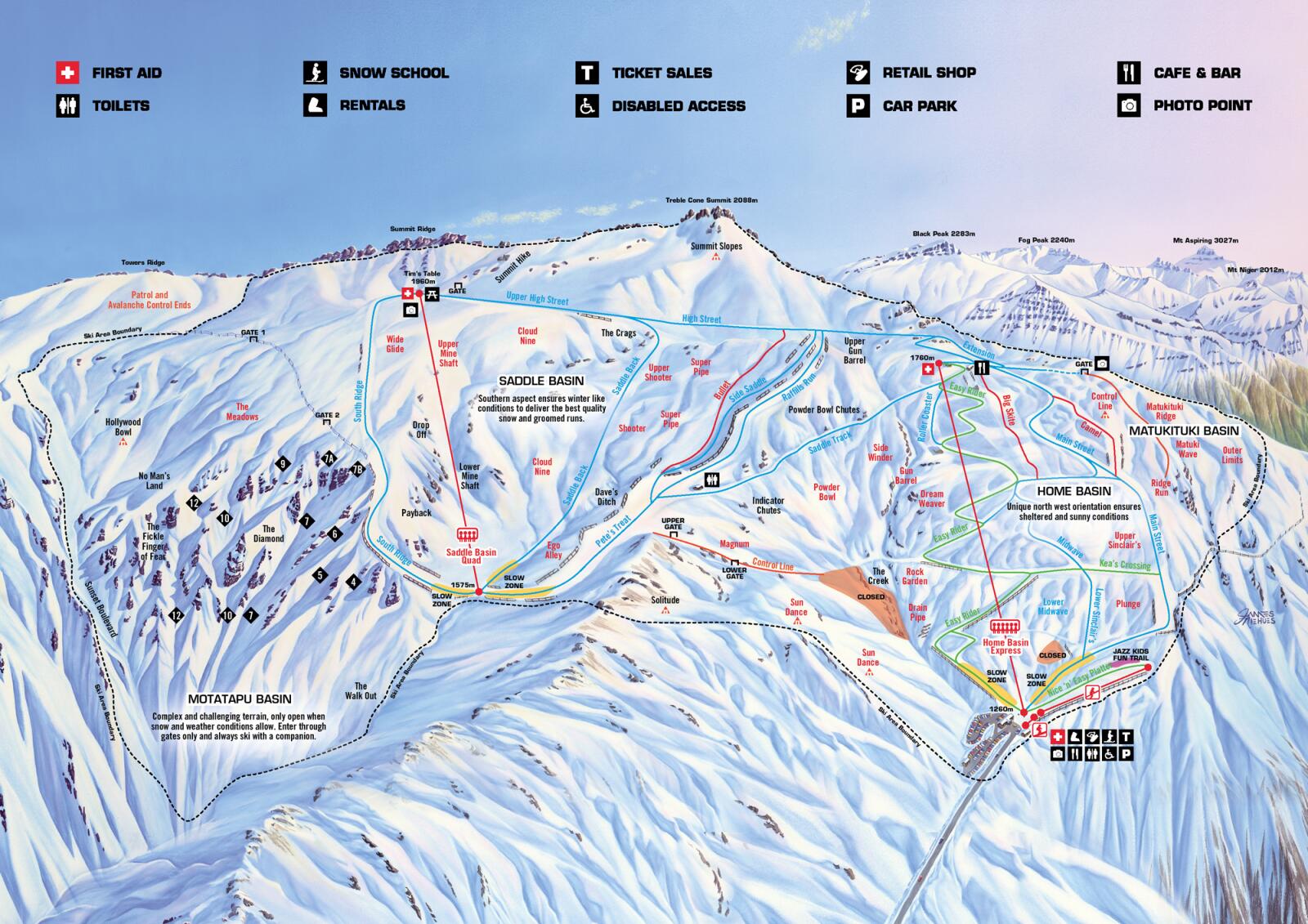 Treble Cone Trail Map 2021