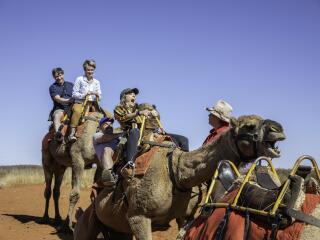 Getting up on a camel - Tourism NT - Helen Orr