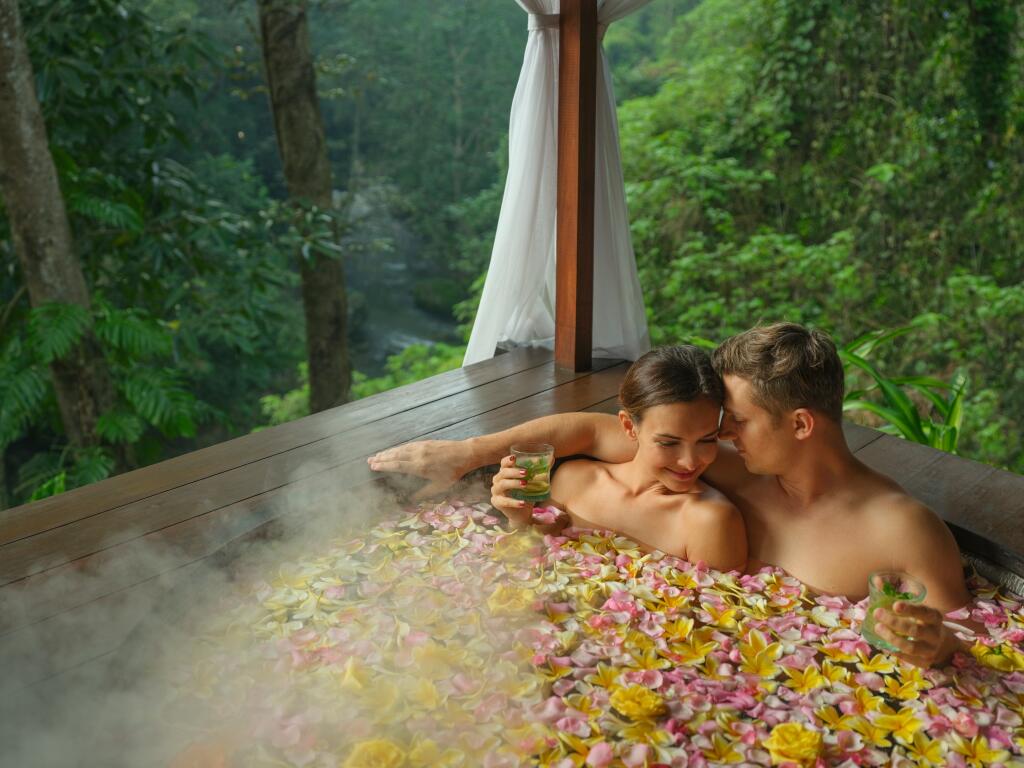 Couple flower bath