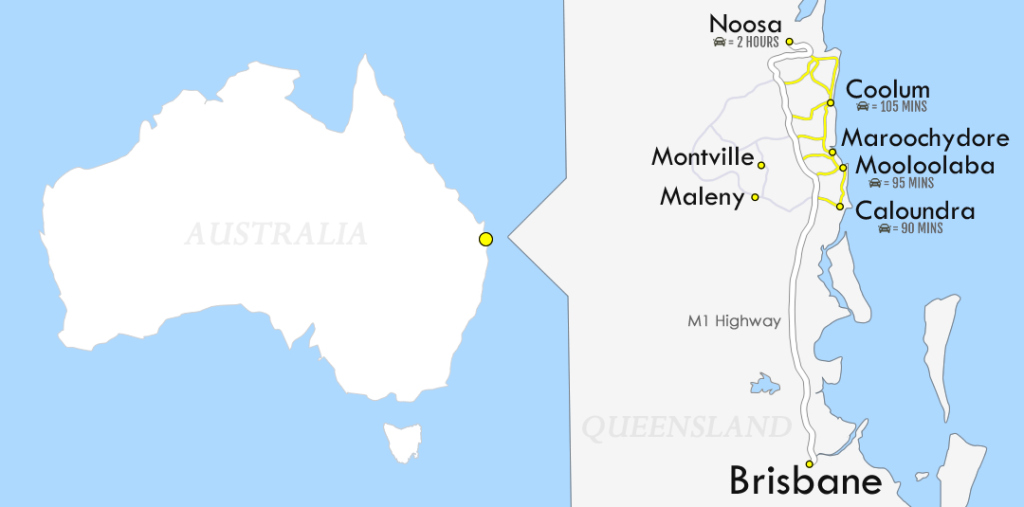 Sunshine Coast to Brisbane Map