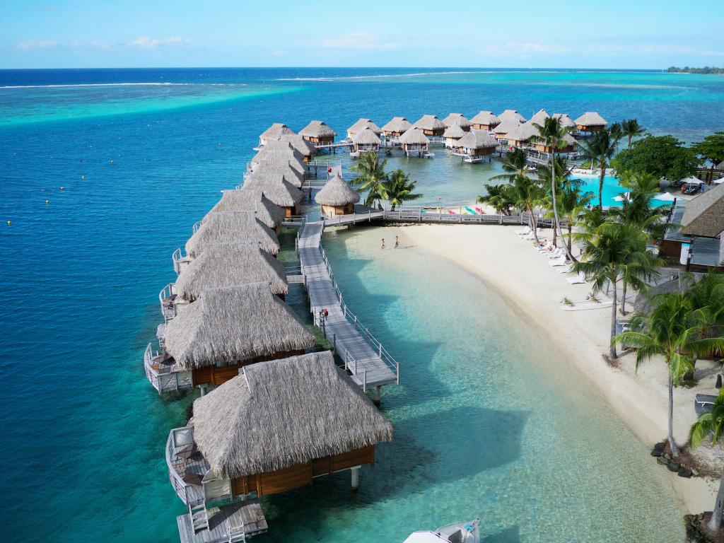 Manava Beach Resort Spa Moorea Accommodation Tahiti Aerial View Of Resort
