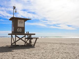 Lifeguard tower at Newport Beach, California