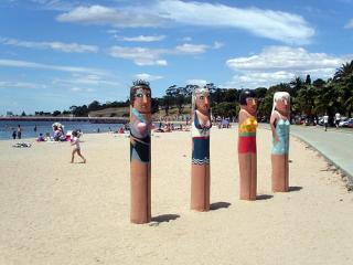 Carvings on Geelong Beach