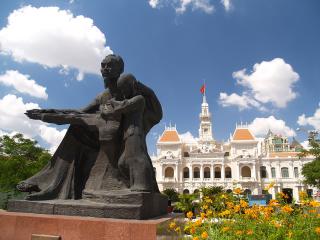 Statue of Ho Chi Minh infront of Ho Chi Minh City Hall