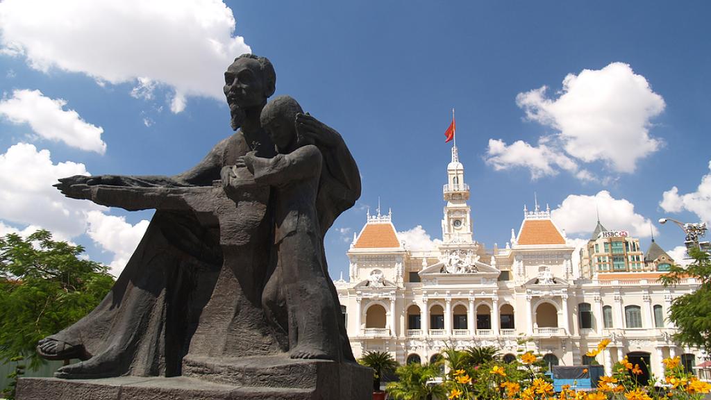 Statue of Ho Chi Minh infront of Ho Chi Minh City Hall